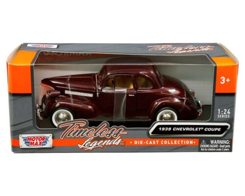 Motormax 1:24 1939 Chevrolet Coupe -Burgundy – Timeless Legends