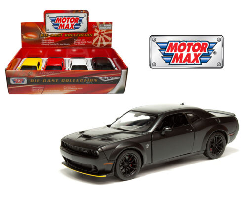 Motormax 1:24 2018 Dodge Challenger SRT Hellcat Widebody – 4 Colors – Display Tray Set of 4