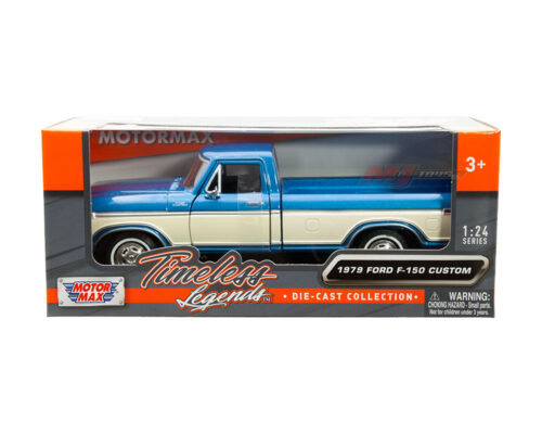 Motormax 1:24 1979 Ford F-150 Custom – Blue/Cream Two-Tone – Timeless Legends