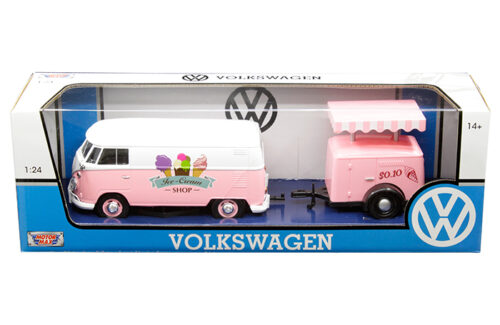 Motormax 1:24 Volkswagen T1 Ice Cream Van with Trailer