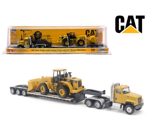 CAT 1:87 CT681 Day Cab Tractor with Lowboy Trailer and 950G Wheel Loader