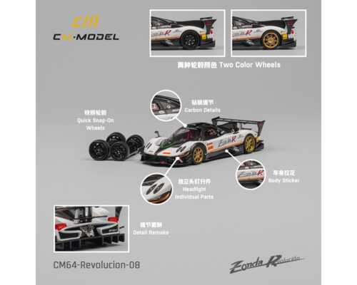 (Preorder) CM Model 1:64 Pagani Zonda Revolucion- White – Limited Edition