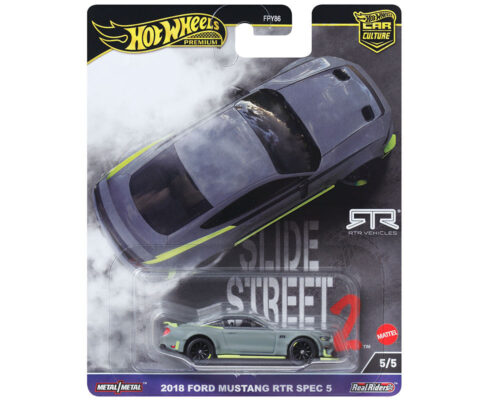 Hot Wheels 1:64 Car Culture Premium – 2018 Ford Mustang RTR Spec 5 – Slide Street Solid Case