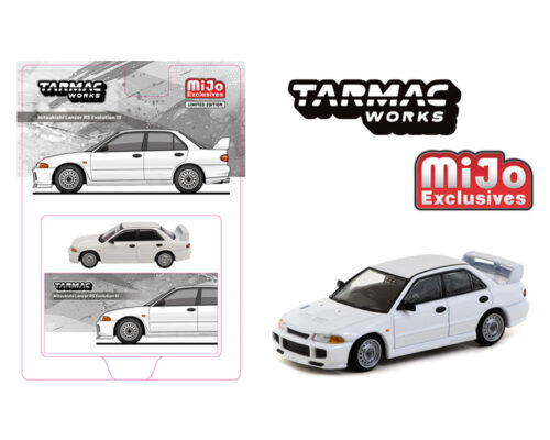 (Preorder) Tarmac Works 1:64 Mitsubishi Lancer RS Evolution III – White – MiJo Exclusives