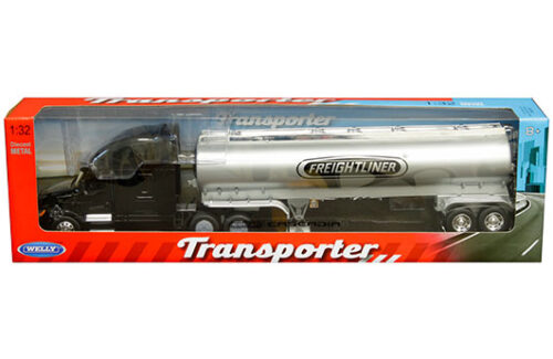 Welly 1:32 Freightliner Cascadia Gas Tanker – Black&Silver – Transporter