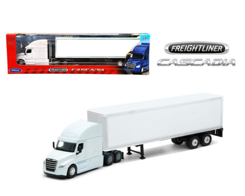 Welly 1:64 Freightliner Cascadia Tractor Trailer All White- Transporter